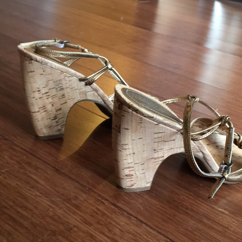 Bronze high heel Wedges sandals - Picture 4 of 8